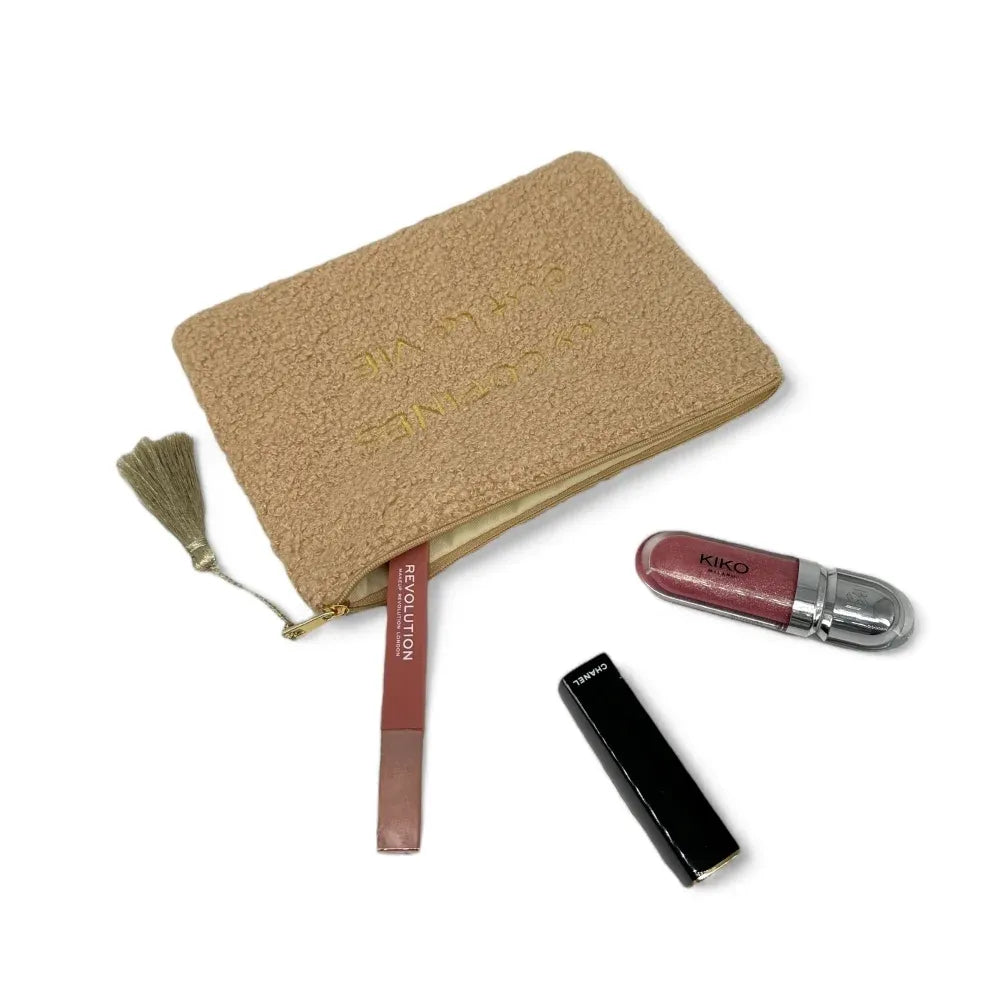 Trousse pochette en peluche PILOU COP'S Taupe