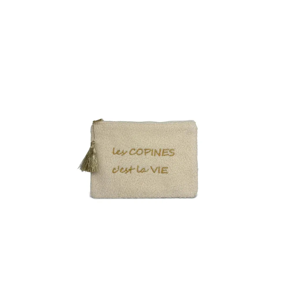 Trousse pochette en peluche PILOU COP'S Beige crème