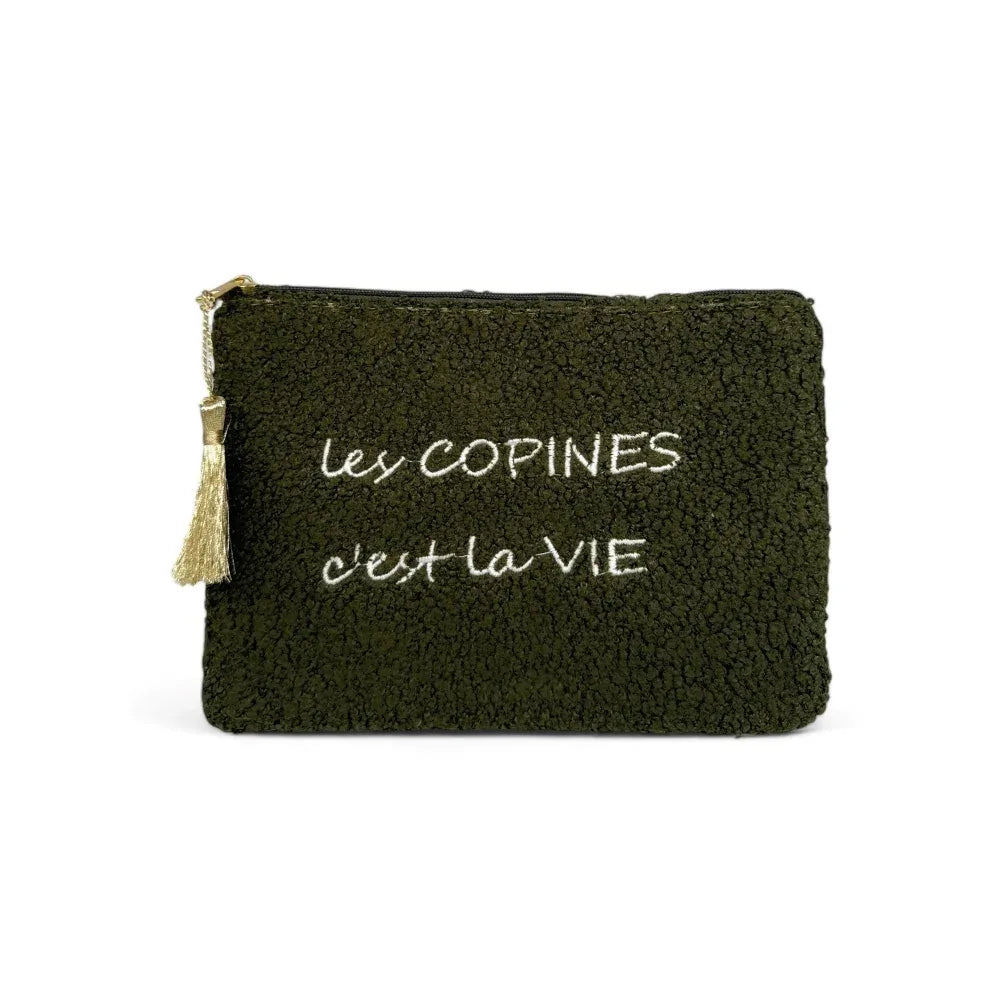 Trousse pochette en peluche PILOU COP'S Kaki