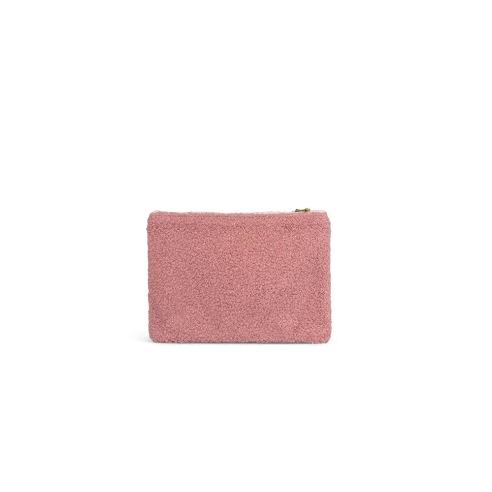 Trousse pochette en peluche PILOU COP'S Rose pâle