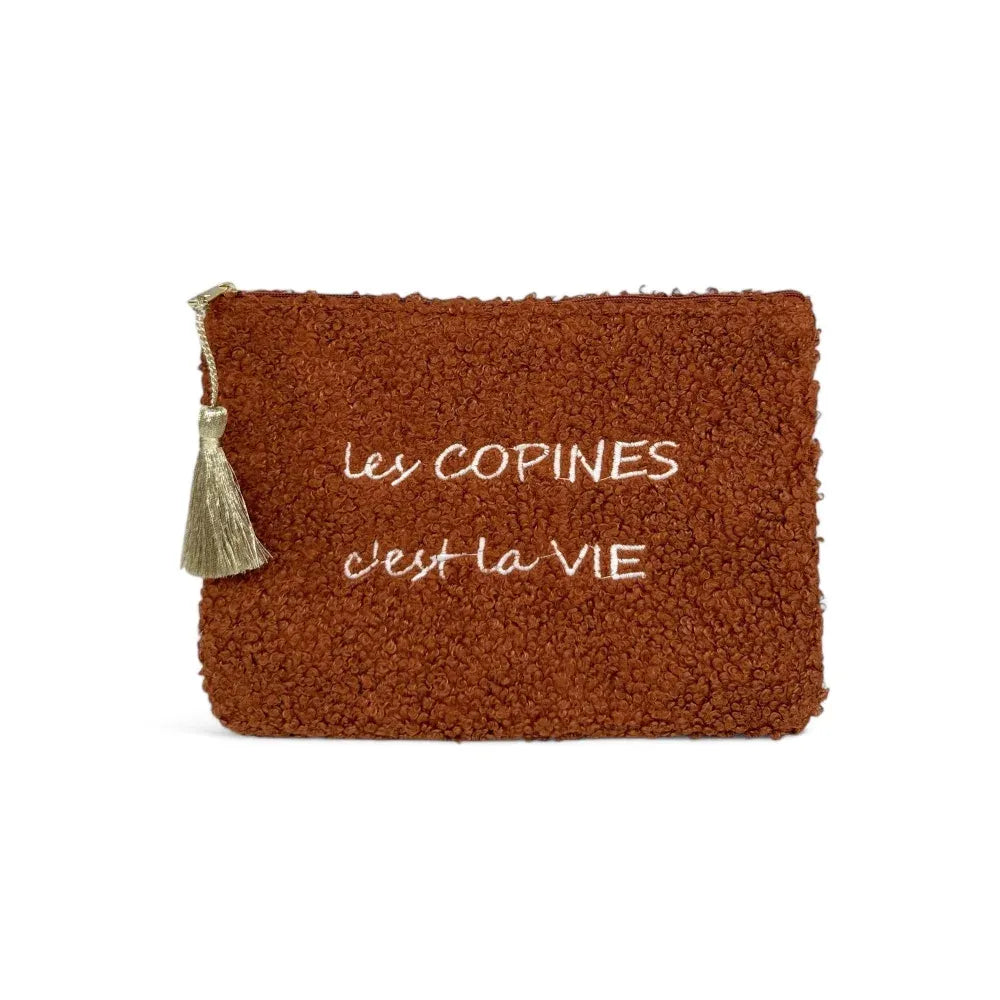 Trousse pochette en peluche PILOU COP'S Châtaigne
