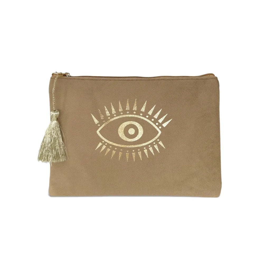 Trousse pochette en velours MATAKI VELOURS Taupe