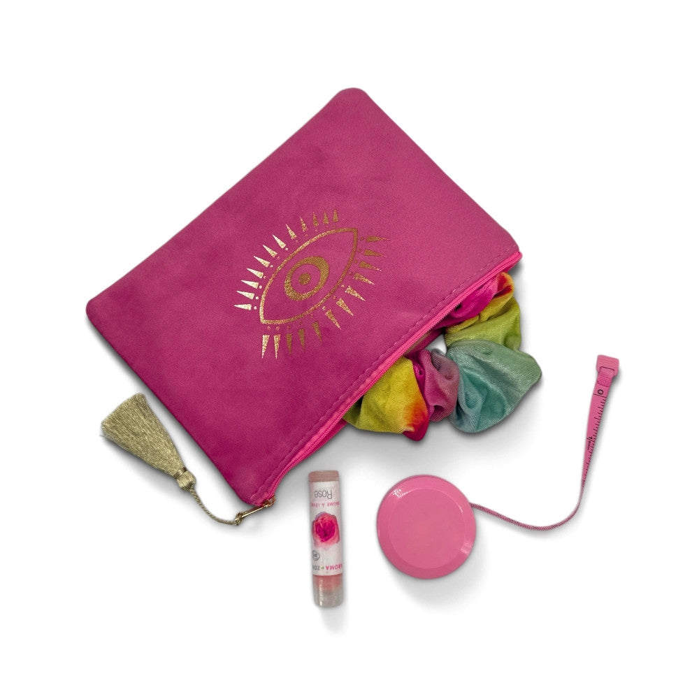 Trousse pochette en velours MATAKI VELOURS Rose fuchsia