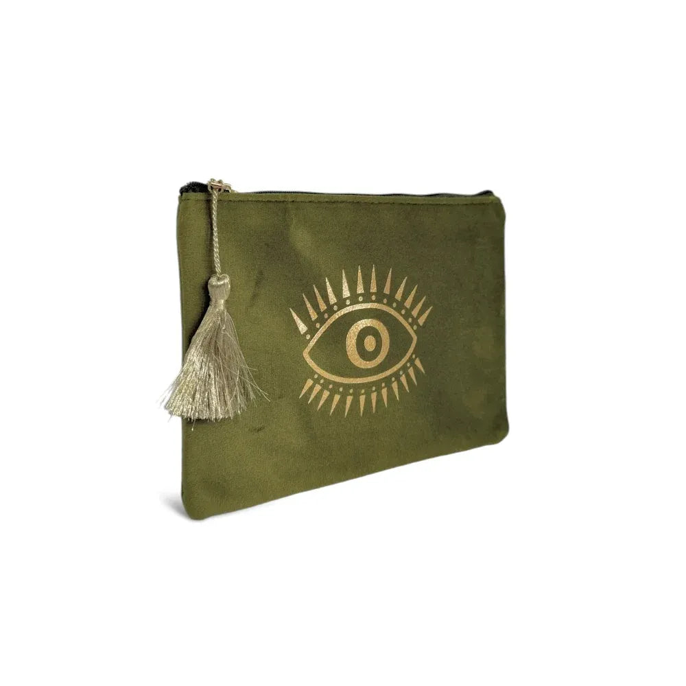 Trousse pochette en velours MATAKI VELOURS Kaki