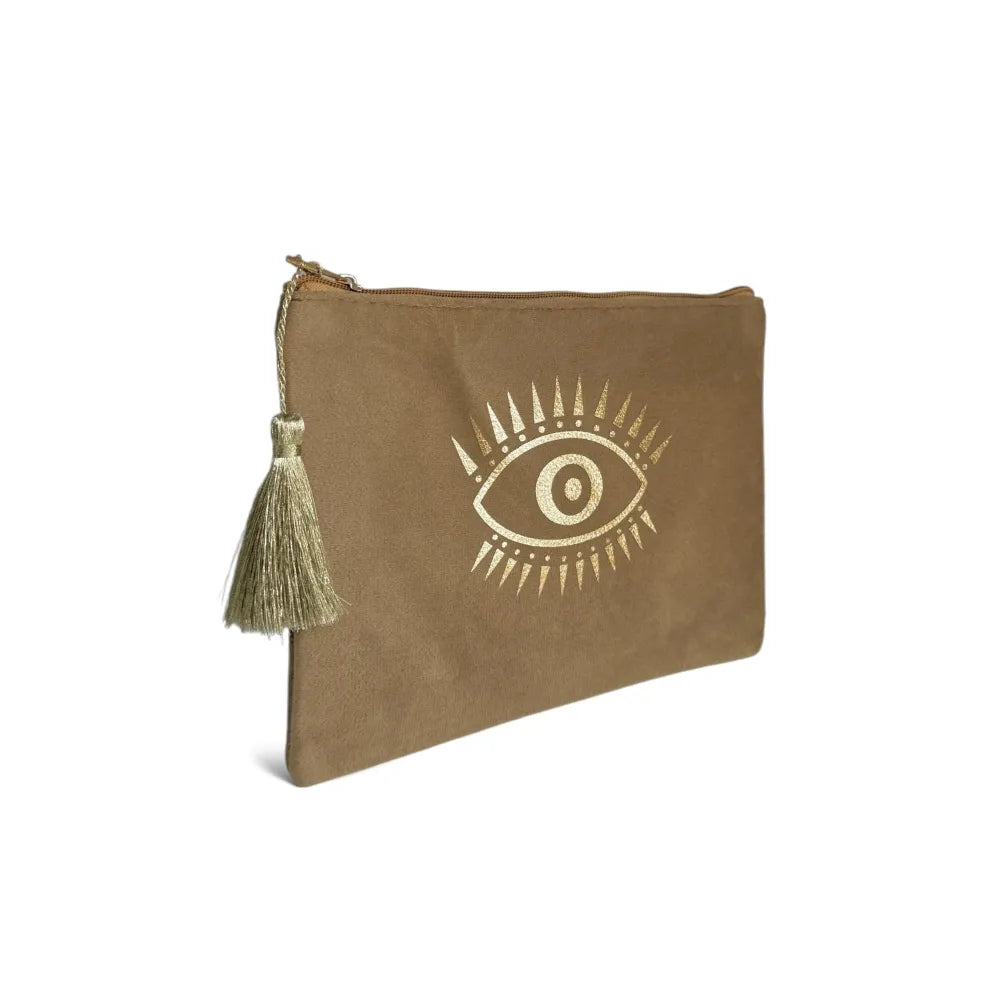 Trousse pochette en velours MATAKI VELOURS Taupe