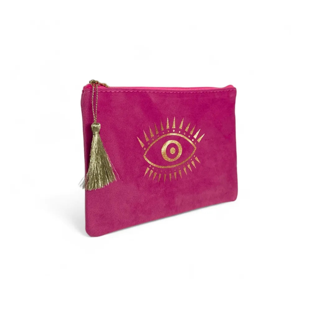 Trousse pochette en velours MATAKI VELOURS Rose fuchsia