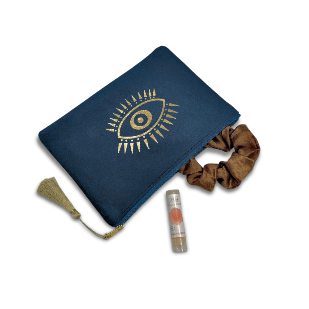 Trousse pochette en velours MATAKI VELOURS Bleu