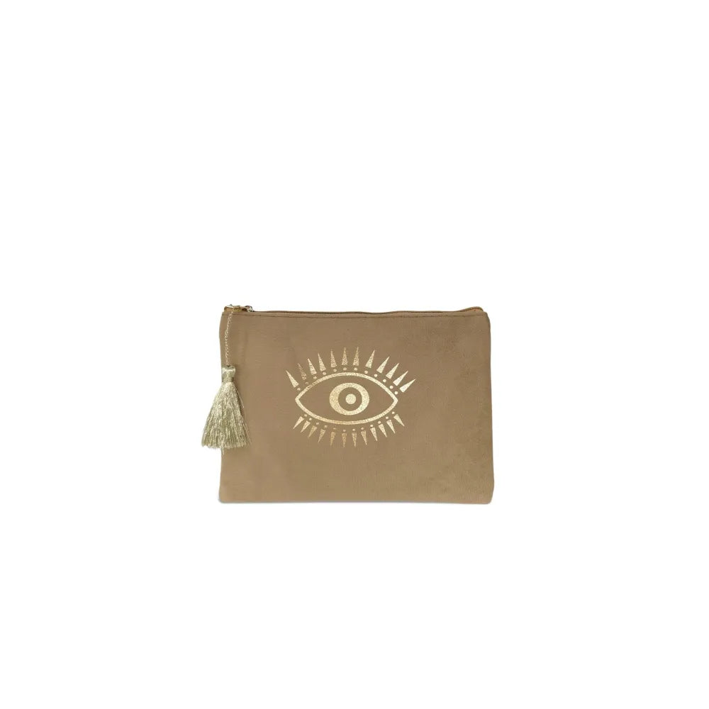 Trousse pochette en velours MATAKI VELOURS Taupe