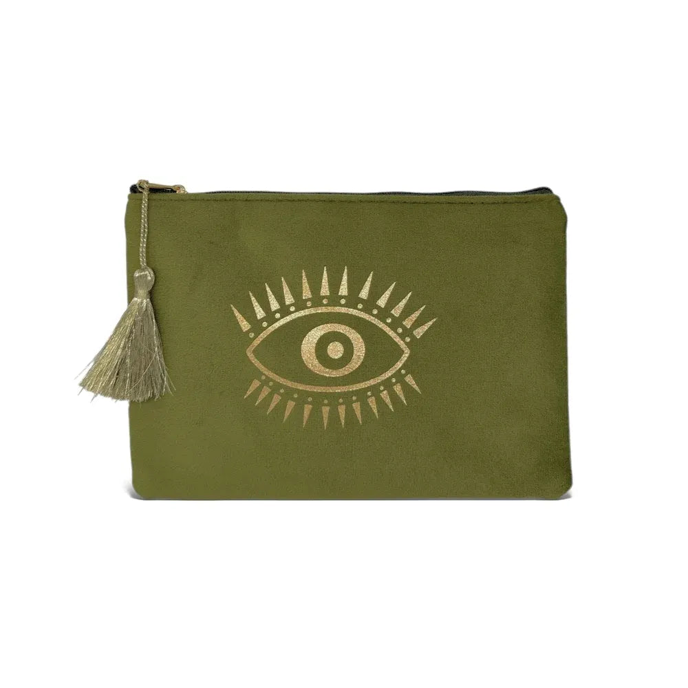 Trousse pochette en velours MATAKI VELOURS Kaki