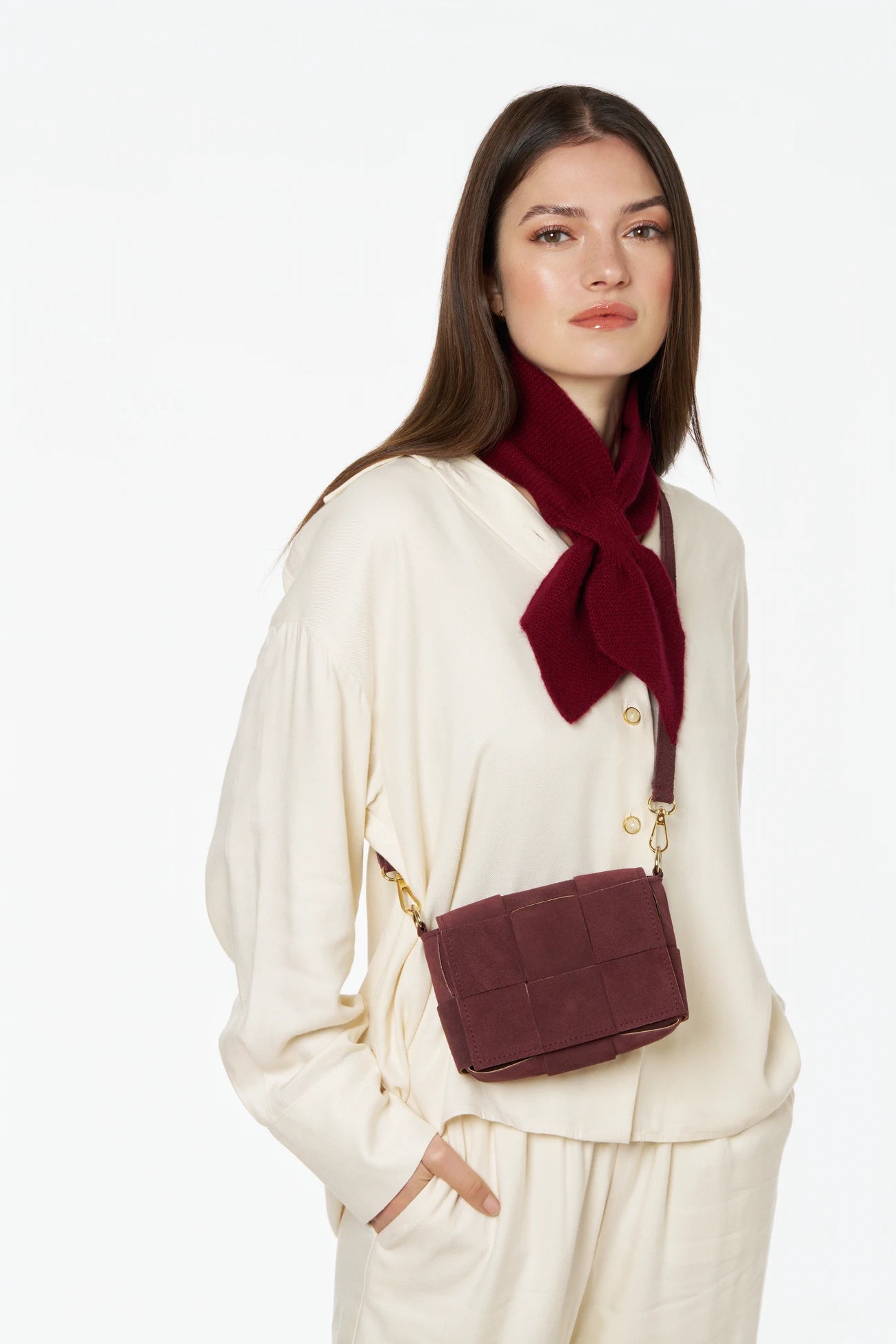 Micro sac en daim TWENTY TWO Bordeaux