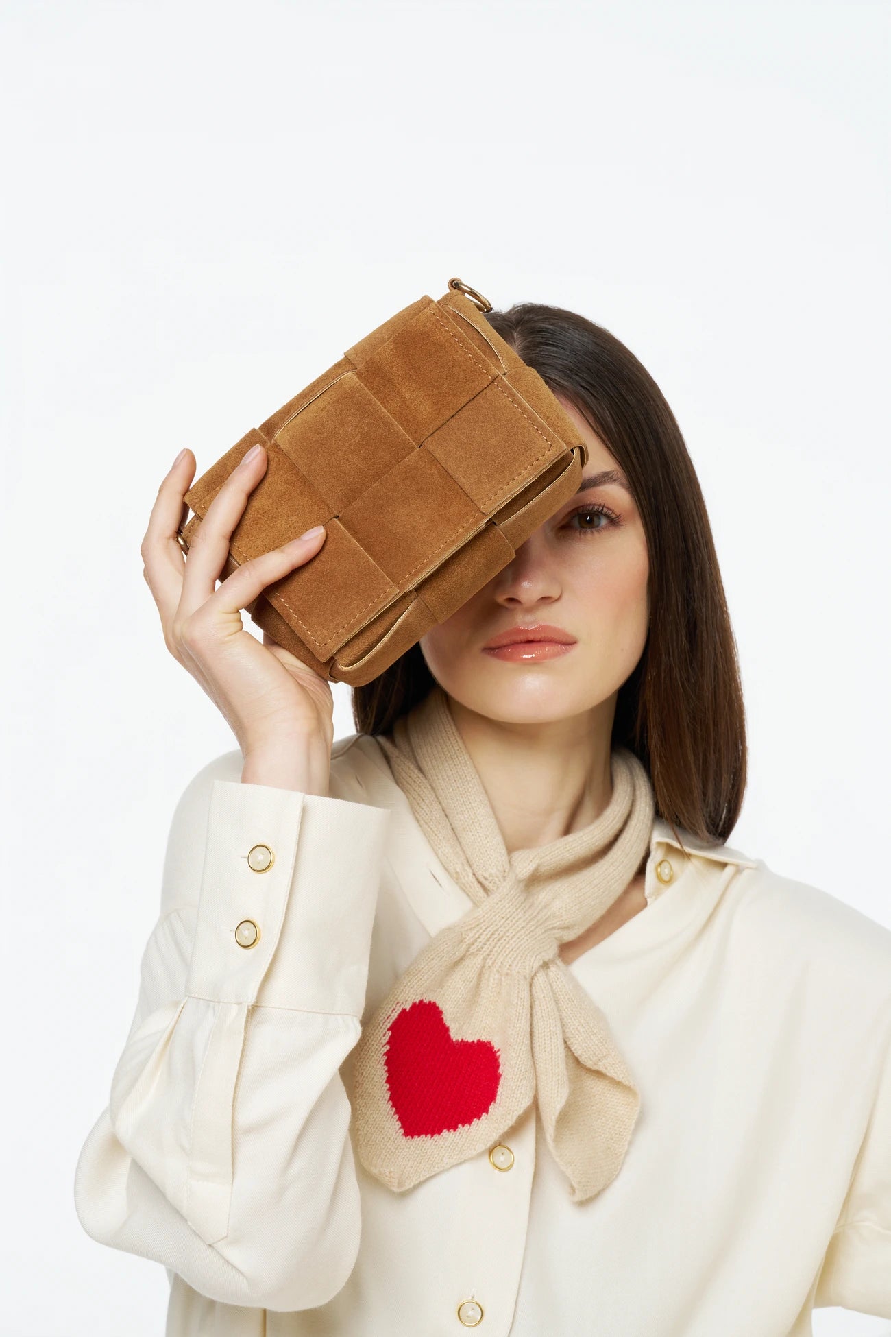 Micro sac en daim TWENTY TWO Camel foncé