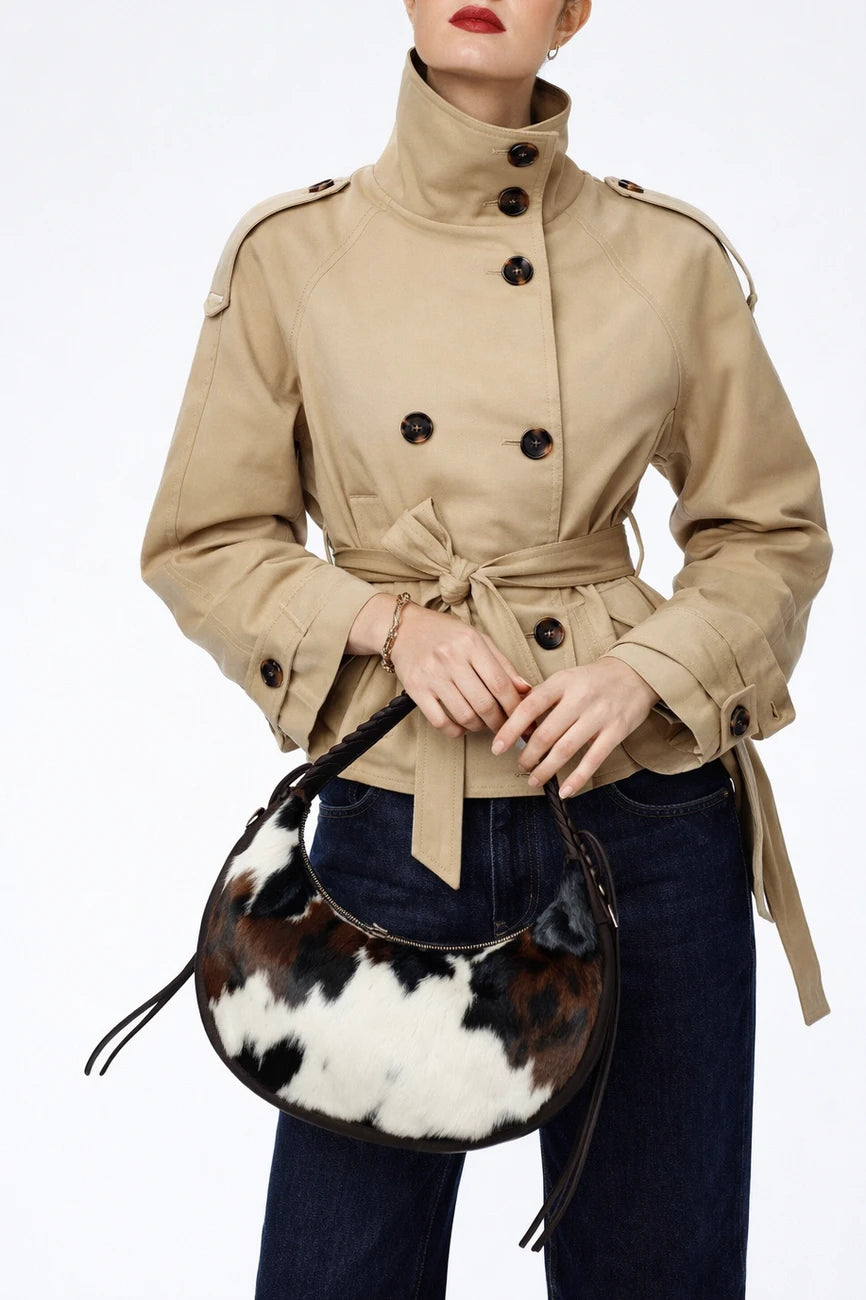 Sac demi-lune en cuir daim et vachette U-NYX Numéro 05