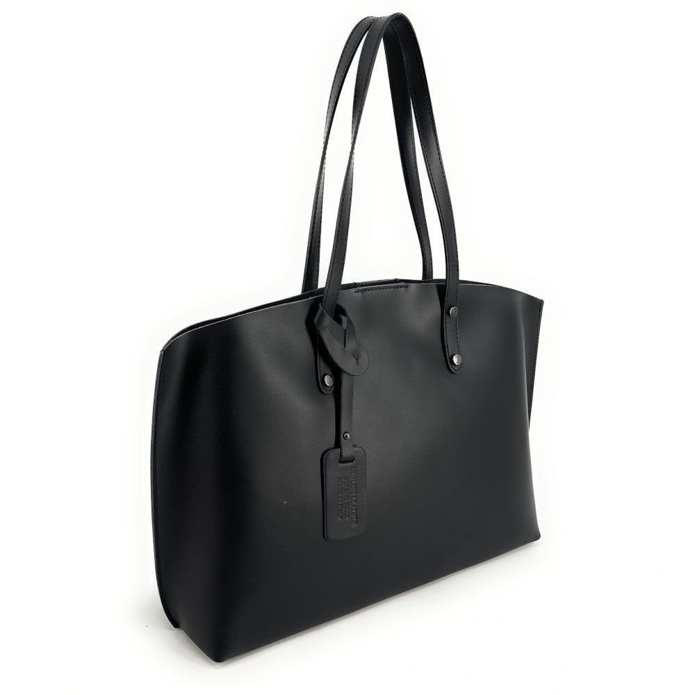 Grand sac cabas en cuir lisse VINCENNES Noir