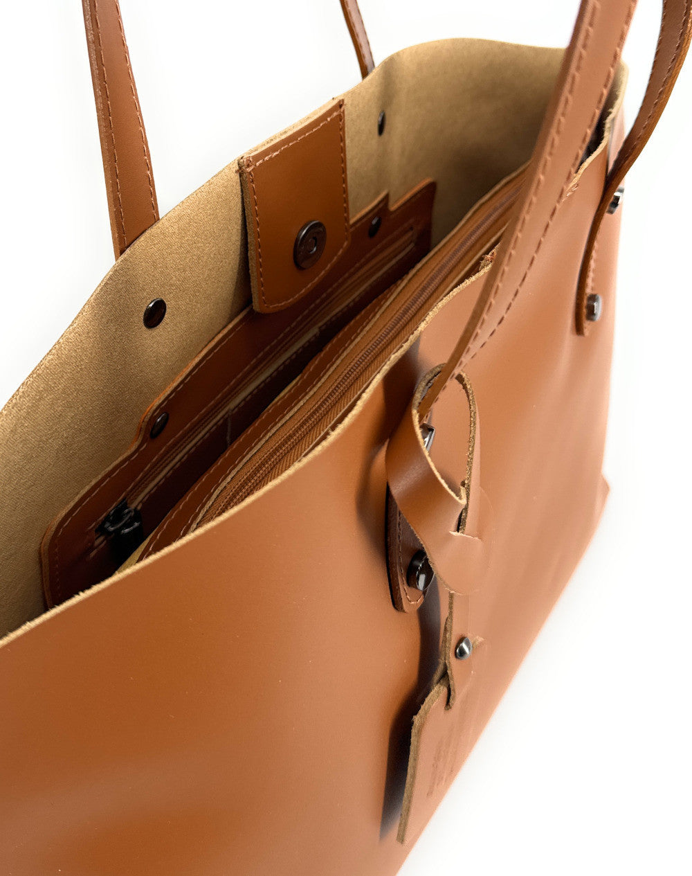 Grand sac cabas en cuir lisse VINCENNES Camel