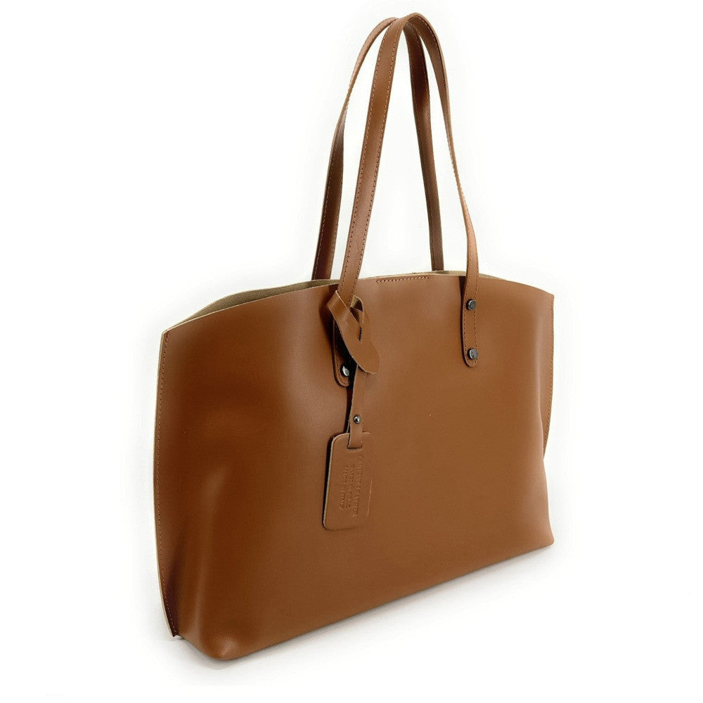 Grand sac cabas en cuir lisse VINCENNES Camel