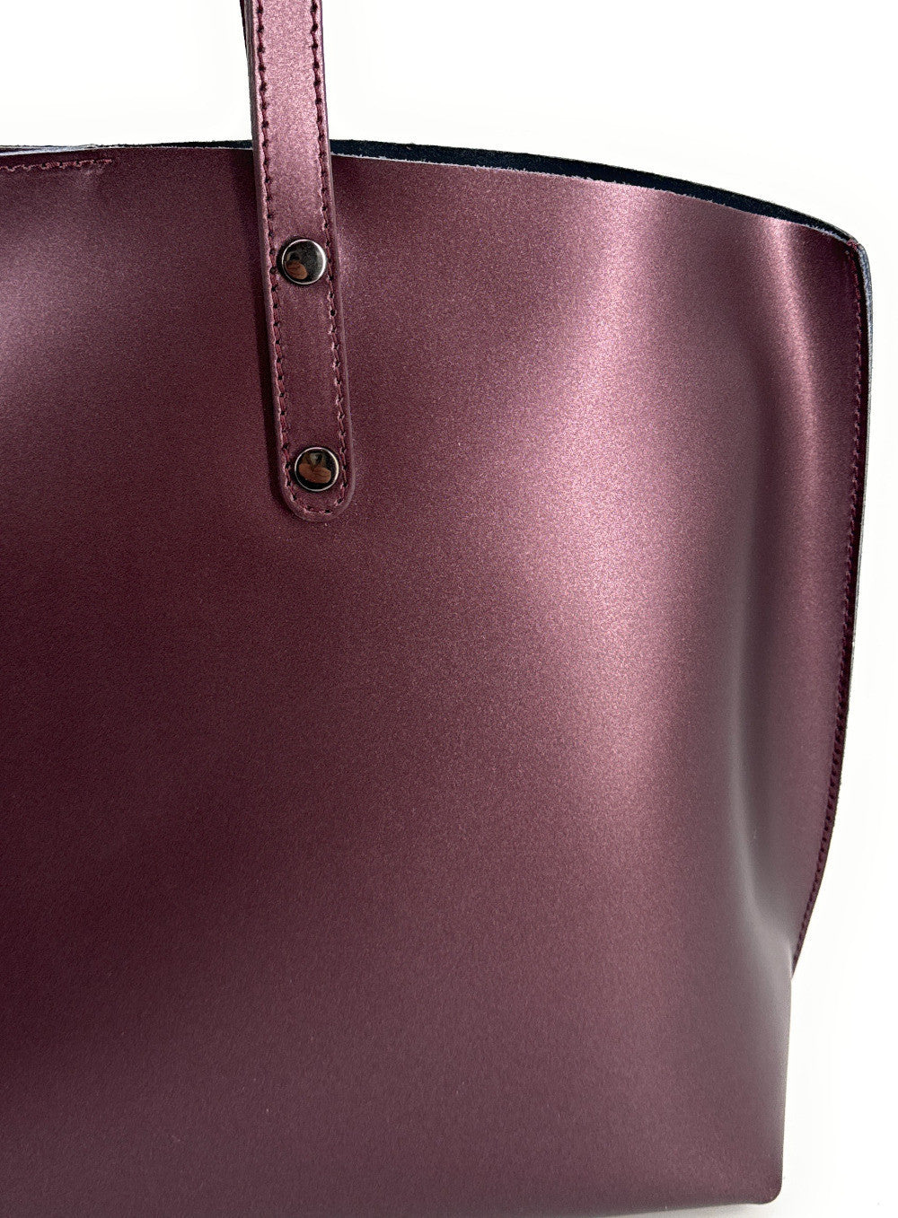 Grand sac cabas en cuir lisse VINCENNES Bordeaux irisé