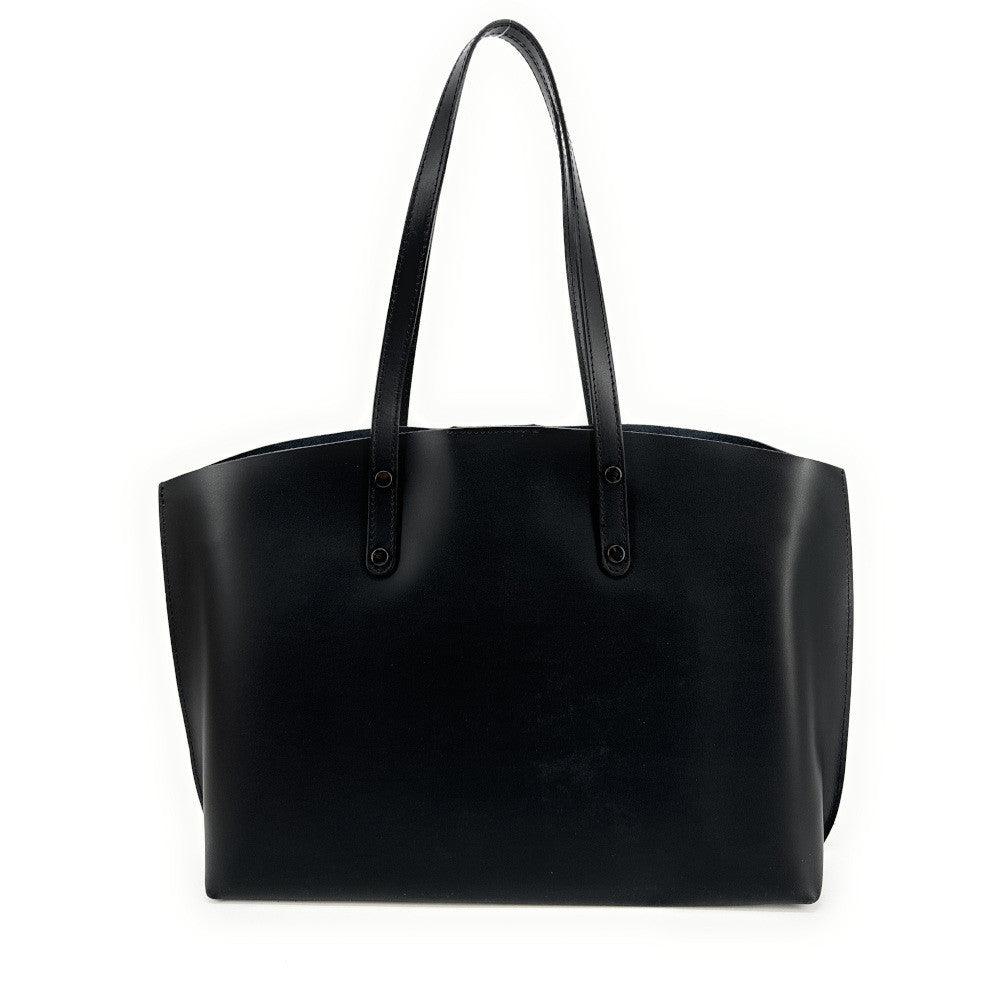 Grand sac cabas en cuir lisse VINCENNES Noir