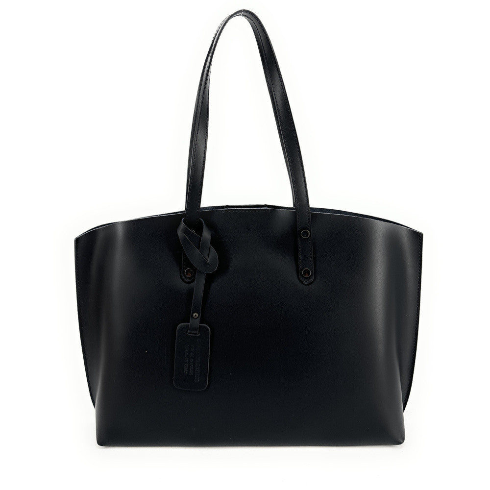 Grand sac cabas en cuir lisse VINCENNES Noir