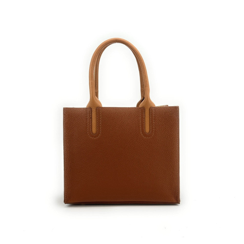 Sac cabas en cuir grainé VOLTAIRE Camel foncé
