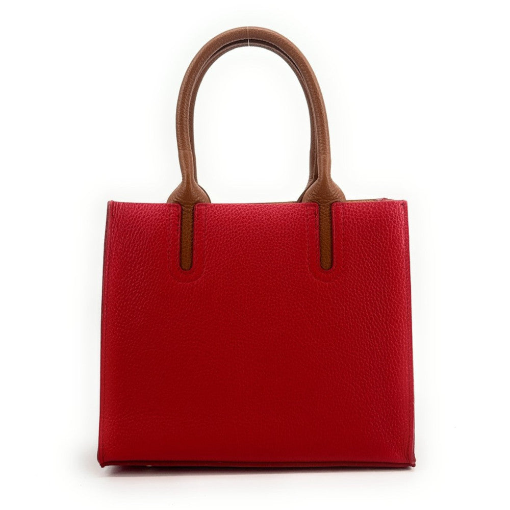 Sac cabas en cuir grainé VOLTAIRE Rouge garance