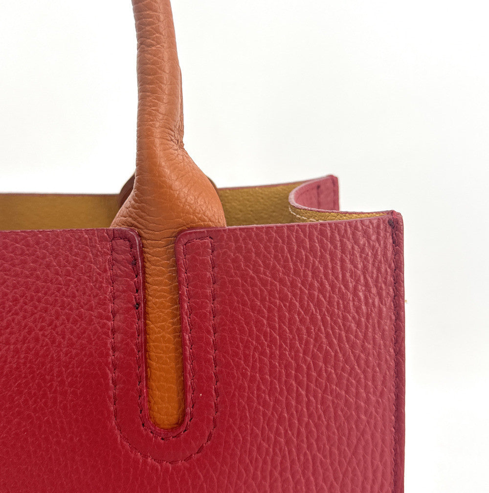 Sac cabas en cuir grainé VOLTAIRE Rouge foncé