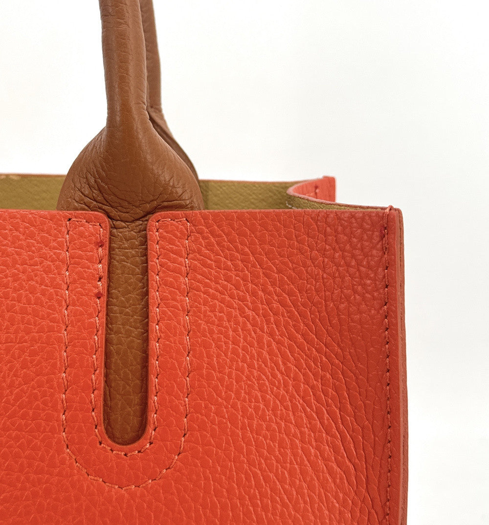 Sac cabas en cuir grainé VOLTAIRE Orange