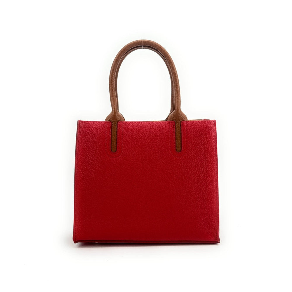 Sac cabas en cuir grainé VOLTAIRE Rouge garance