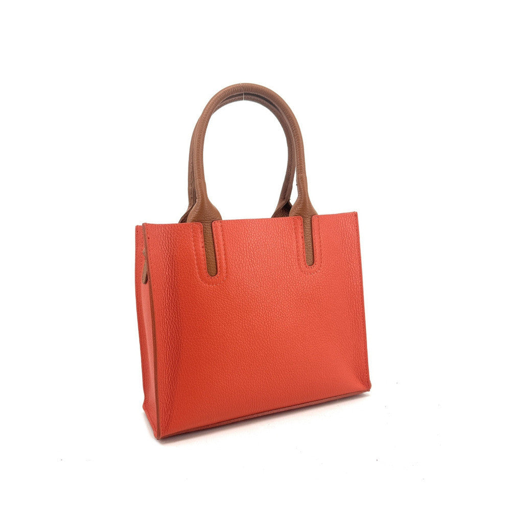 Sac cabas en cuir grainé VOLTAIRE Orange