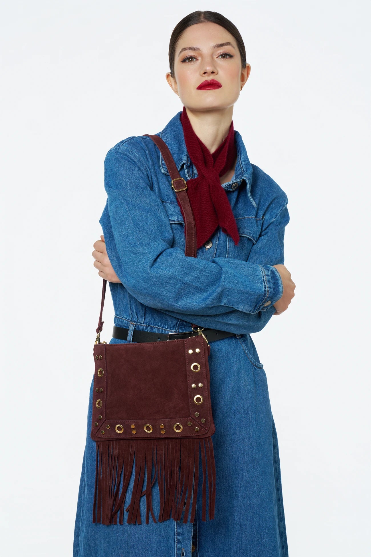 Sac besace en croûte de cuir YEPA Bordeaux